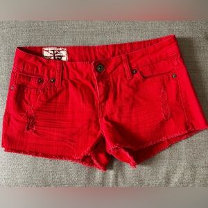 1st Kiss Super Cute Red Denim Shorts